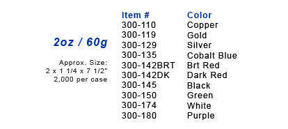 table of item number and colors Colored Barrier Pouches and Bags