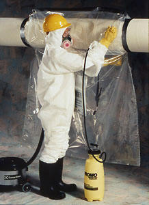 worker using 6072 asbestos glove bag 