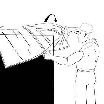 Illustration of man opening up liner on the right side
