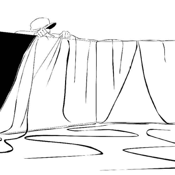 Illustration of inside corner of the dumpster with liner draped within