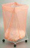 orange transparent water soluble bag shown in hamper 