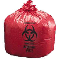 red biohazard water soluble bag