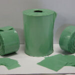 green nuclear film on roll and made into bags