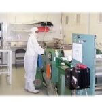 factory worker in clean room