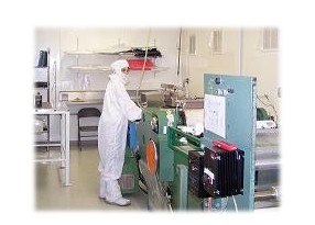 factory worker in clean room