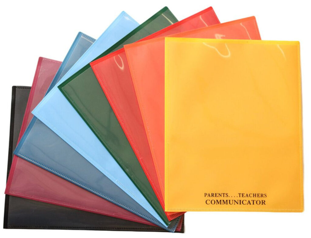 printed folders in several colors