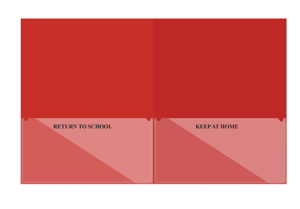 red school folder front open
