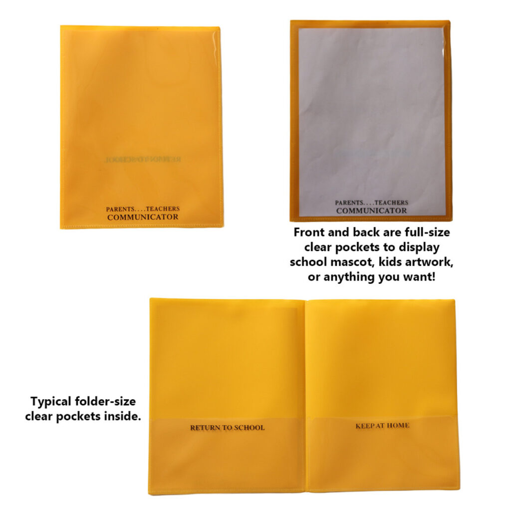 foldering showing use of front pocket for inserting paper