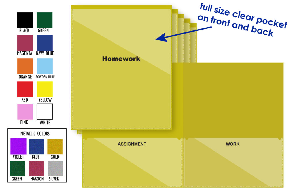 yellow school folder open and closed